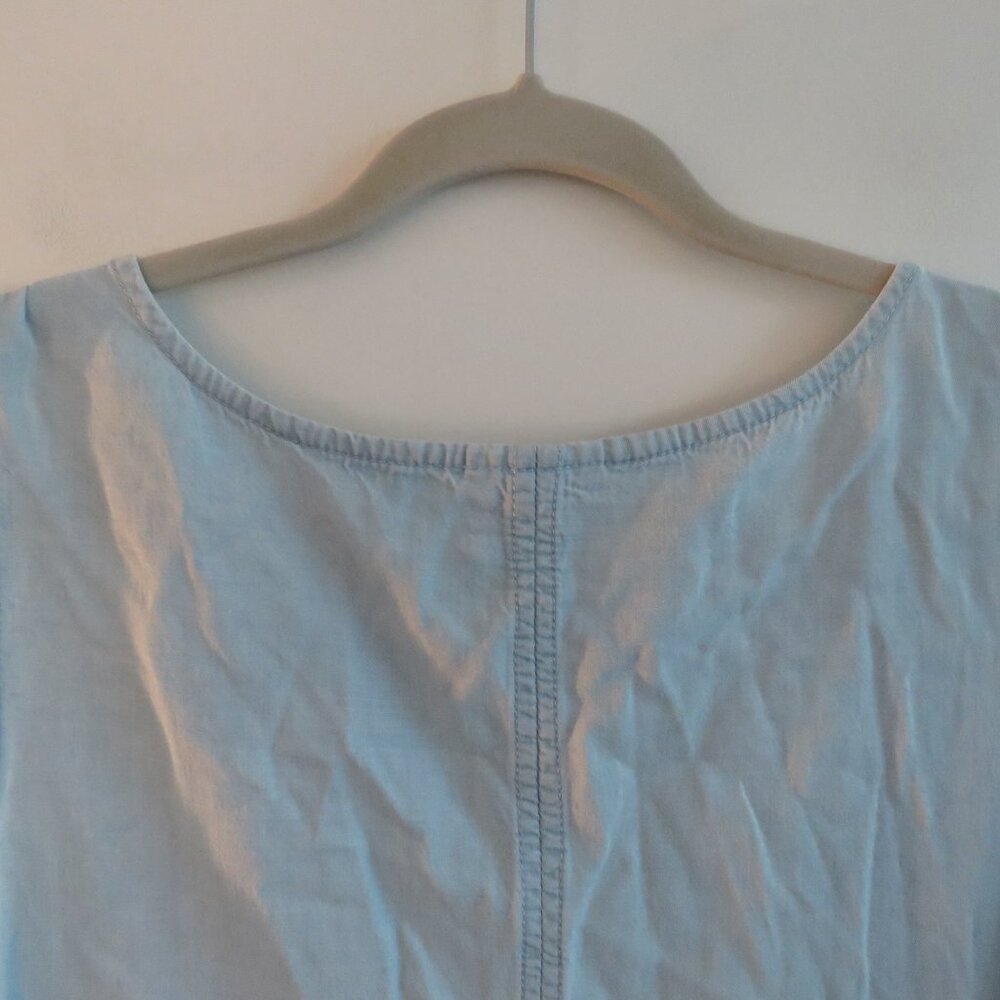 J. JILL Light Denim Maxi Chambray Dress Coastal Lagenlook Minimalist Size XL P - Picture 10 of 14